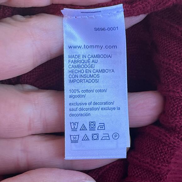 Tommy Hilfiger Women's Burgundy Short Sleeve Cable Knit Sweater Size XXS - Picture 4 of 5